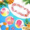 24 Counts Hawaiian Leis Necklace Tropical Flower Lei Floral Luau Party Decorations Hawaiian Flower Luau Necklaces Hula Dance Garland Headbands for Beach Birthday Wedding Party(Pink) view 3