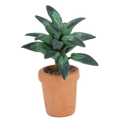 1/12 Scale Dollhouse Plants, Miniature Green Leaves Potted Decor for Dollhouse Living Room Bedroom, Resin Houseplant Accessories for Doll Lovers
