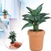 1/12 Scale Dollhouse Plants, Miniature Green Leaves Potted Decor for Dollhouse Living Room Bedroom, Resin Houseplant Accessories for Doll Lovers view 3