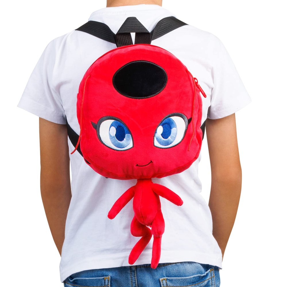 P.M.I. Miraculous Ladybug Plush School Backpack| One of Two 12-Inch-Tall Collectibles | Miraculous Ladybug Toys and Playable Plush Backpacks | Tikki| Miraculous Ladybug Kids Toys | Licensed Plush