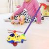 Almencla Helicopter Hand Pushing Toy, Cartoon Airplane Toy Trolley,Push Along Walking Toy for Children Kids Toddler Birthday Gift view 3