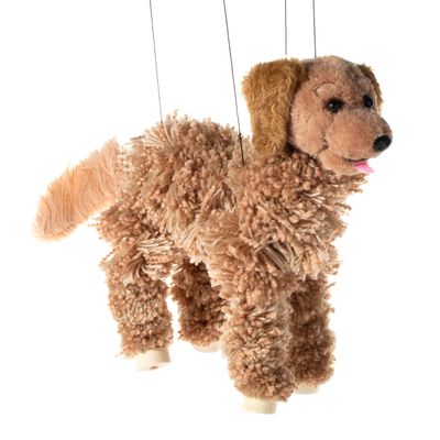 Artisan Owl Golden Retriever Marionette Puppet - Yarn Dog with Wooden Feet, Detachable Strings (Brown)