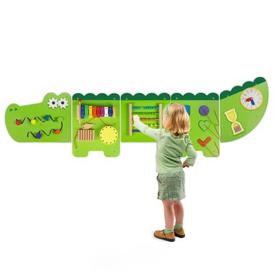 Monlurd Crocodile Montessori Busy Board, Sensory Board,Educational Toys, Activity Cube, Wall Toys, Daycare Furniture, Playroom Furniture, Boys and Girls 6 M+