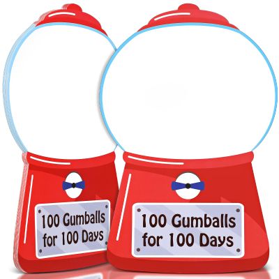 24 Pieces 100th Day of School Kit 100 Gumballs for 100 Days Paper Gumball Machine Color Matching Crafts Teacher Favor Kit Worksheet for Kids of School Celebration Party Supplies