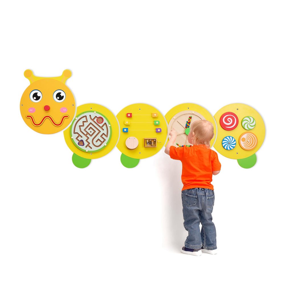 Monlurd Caterpillar Montessori Busy Board,Sensory Board,Educational Toys,Activity Cube,Wall Toys,Daycare Furniture,Playroom Furniture,Interactive Toys,Wooden Toys,Learning Toys,Boys and Girls 6 M+