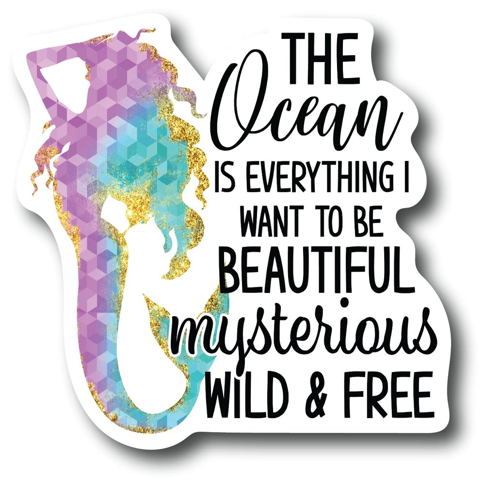 The Ocean Is Everything I Want To Be Beautiful Mysterious Wild And Free Rose Unicorn Birthday Party Mermaid Ocean Beach Sea Tail Fin Magical Fiction Cartoon Pink Horn Horns Horse Valentine Rainbow