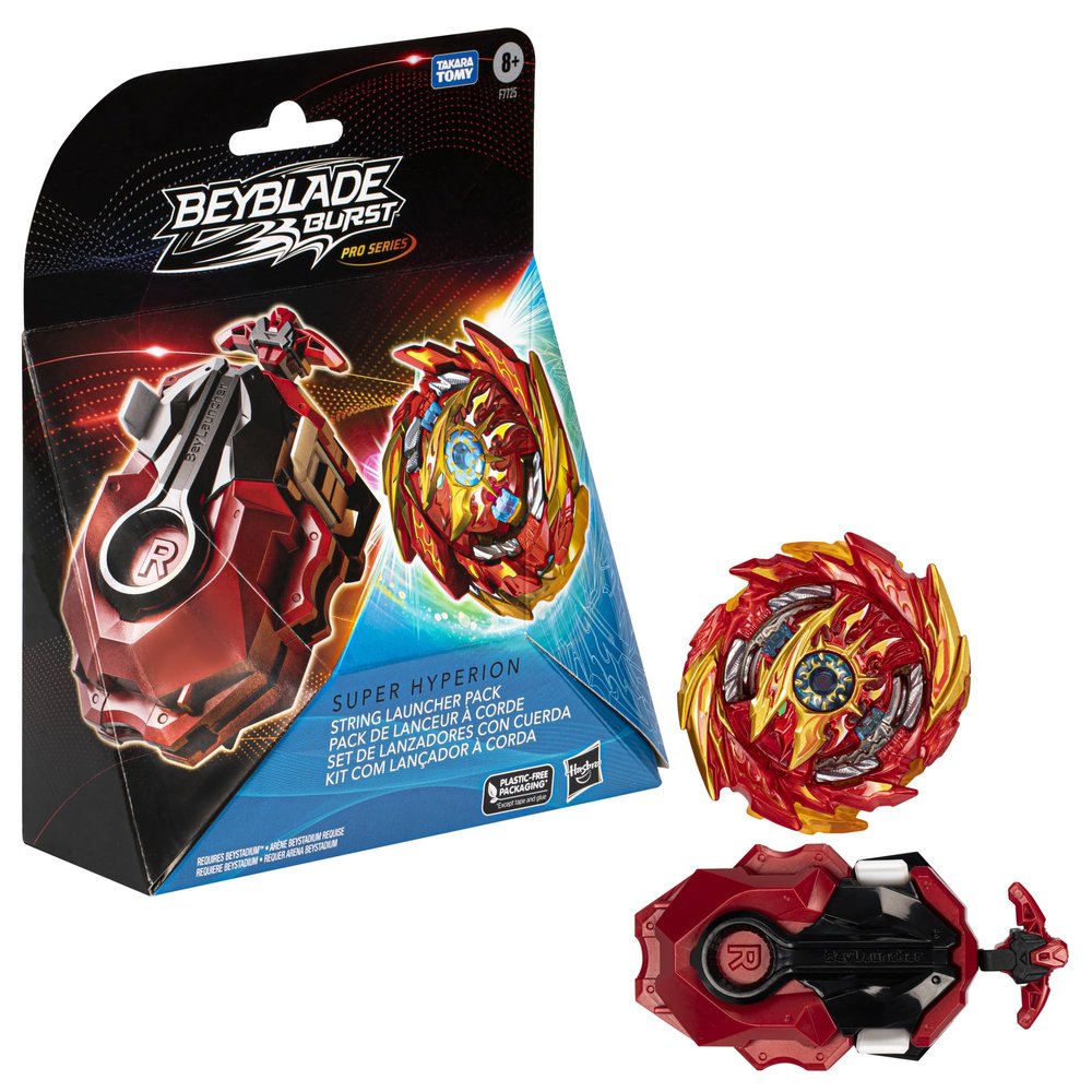 Beyblade Burst Pro Series Super Hyperion String Launcher Pack, Right/Left Spin Beyblade Launcher with Spinning Top, Kid Toys for 8 Year Old Boys & Girls