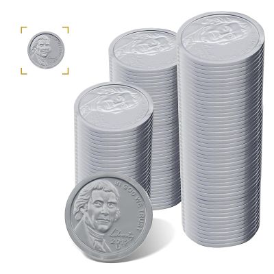 YTYOTO 100 Pcs Fake Coins for Kids Learning, Plastic Play Coins for Teaching, 100 Nickels for Kids Pretend Play Store Or Cash Register