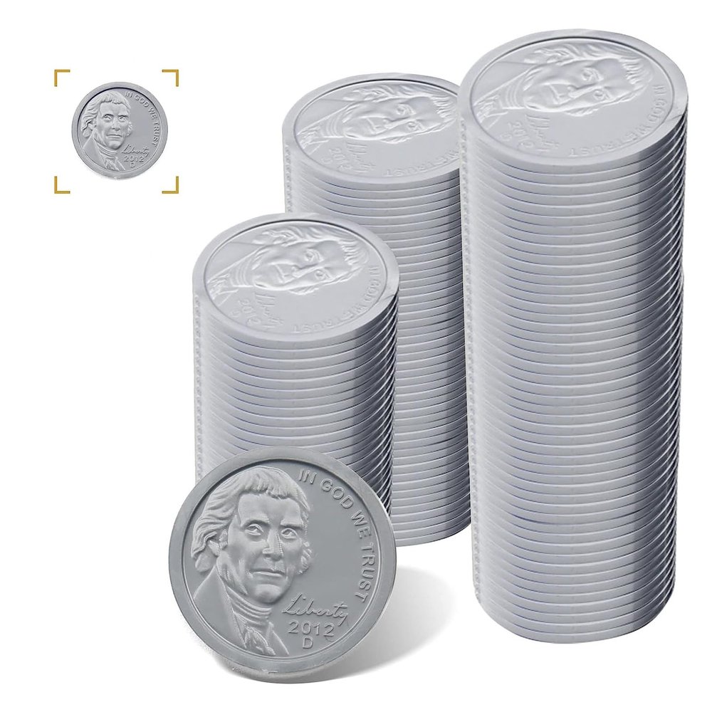 YTYOTO 100 Pcs Fake Coins for Kids Learning, Plastic Play Coins for Teaching, 100 Nickels for Kids Pretend Play Store Or Cash Register