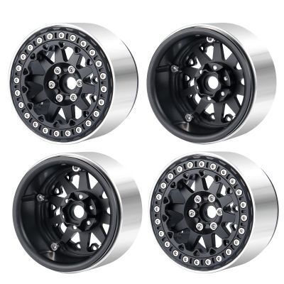 4pcs/Set 2.2inch Beadlock Wheel Rims Metal Wheel Hubs for Axial Wraith SCX10 90048 RR10 TRX4 D90 RC Crawler Car (Black)