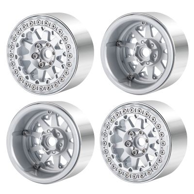 4pcs/Set 2.2inch Beadlock Wheel Rims Metal Wheel Hubs for Axial Wraith SCX10 90048 RR10 TRX4 D90 RC Crawler Car (Silver)