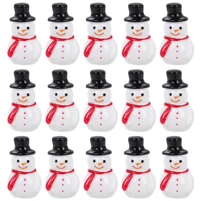 Kisangel Mini Snowman 30 Pcs Resin Christmas Mini Figurines Tiny Snowman Ornaments for DIY Fairy Garden Micro Landscape Holiday Decor Black