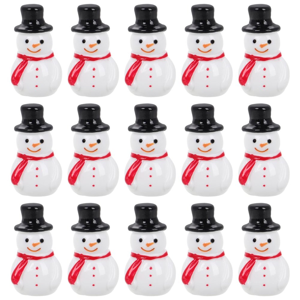 Kisangel Mini Snowman 30 Pcs Resin Christmas Mini Figurines Tiny Snowman Ornaments for DIY Fairy Garden Micro Landscape Holiday Decor Black