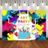 Avezano Art Party Backdrops 5x3ft Artist Theme Birthday Banner Decorations for Kids Art Let's Painting Dress for Mess Party Background Supplies view 1