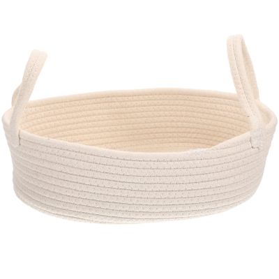 Beavorty Portable Woven Storage Basket for Household Organization Multifunctional Cotton Rope Basket for Toys Sundries and Home Decor for Living Room Bedroom and Office Use