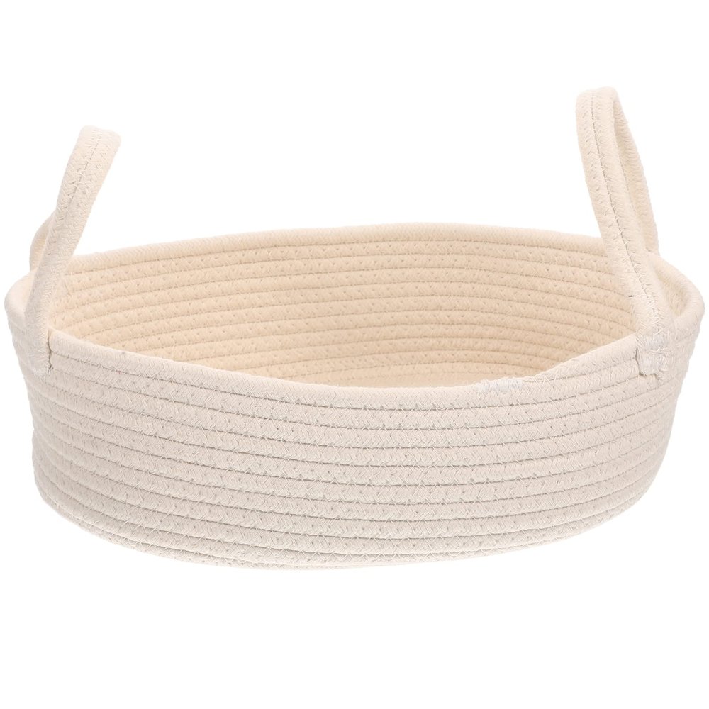 Beavorty Portable Woven Storage Basket for Household Organization Multifunctional Cotton Rope Basket for Toys Sundries and Home Decor for Living Room Bedroom and Office Use