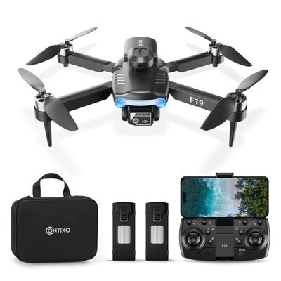 Contixo F19 Drone With 1080p HD FPV Camera, 20 Min Flight 360 Flips Brushless Motor RC Quadcopter With Altitude Hold, Obstacle Avoidance, Follow Me For Novice Beginner's Kids And Adults, 2 Batteries