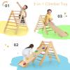 OLAKIDS Pikler Triangle Set 3 in 1 Climbing Toys for Toddlers Wood Montessori Baby Jungle Gym with Ramp Ladder Slide Kids Indoor Playground Activity Play Structure view 3