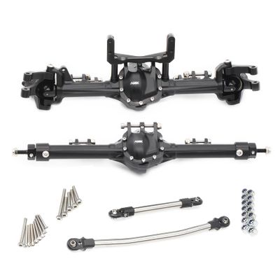 Aluminum Front & Rear Axles CNC Complete Axle Set for 1/10 RC Crawler Car Axial SCX10 II RGT 86100 Redcat GEN8 Element Enduro CC01 (Black Front Rear Axle)