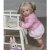 Meeler 24 Inch Reborn Baby Doll, Realistic Newborn Long Blonde Hair Lovely Girl Dolls with Soft Silicone Vinyl and Cloth Body Reborn Dolls That Look Real Toddler Sweet Kids Birthday Gift view 4
