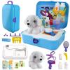 TEUVO Pet Care Playset, 16Pcs Kids Doctor Kit with Plush Dog & Backpack for Dog Grooming & Feeding, Pet Doctor Pretend Play Toys for 3 4 5 6 7 Years Old Girls Boys Birthday view 1