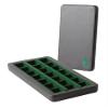 Forged Dice Co. Premium Large Divided Case - Combined Box and Tray - Holds Polyhedral Sets - 21 Felt-Lined Chambers - Magnetic Lid Closure - Perfect Metal Storage Box - Green view 2