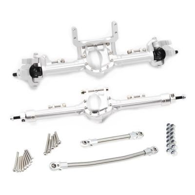 Aluminum Front & Rear Axles CNC Complete Axle Set for 1/10 RC Crawler Car Axial SCX10 II RGT 86100 Redcat GEN8 Element Enduro CC01 (Silver Front Rear Axle)