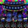 238 PCS Let's Glow Neon Party Supplies - Glow Tableware Set, Balloon Banner, Cake Toppers & Tablecloth for Blacklight Party Decoration (Serves 20) view 1