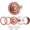 4pcs/Set 2.2inch Beadlock Wheel Rims Metal Wheel Hubs for Axial Wraith SCX10 90048 RR10 TRX4 D90 RC Crawler Car (Brown) view 4
