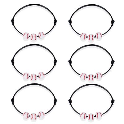 choice of all 6/10Pcs Baseball Bracelets for Womens Baseball Party Favors Braided Sports Bracelets for Womens Adjustable (A: 6pcs baseball bracelets)