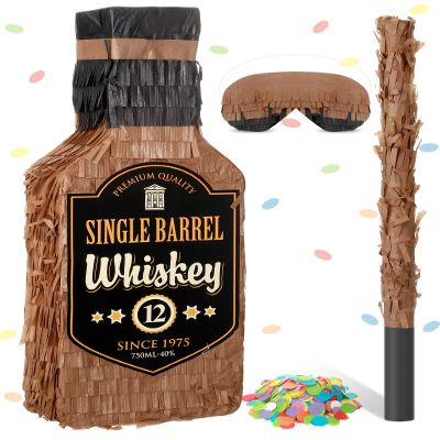 Sratte Brown Whiskey Bottle Piata with Stick 16 x 6.3 x 3 Inch Piata Decorations for Whiskey Birthday Party Adults Party Valentines Wedding Birthday Funny Anniversary Supplies