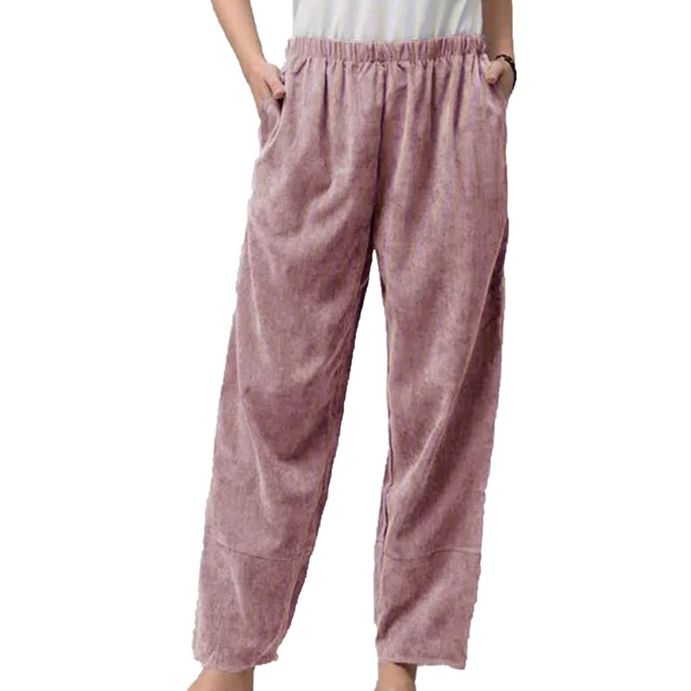 Maiyifu-GJ Women's Casual Baggy Lounge Pants Solid Elastic Waist Summer Beach Trousers Lightweight Wide Leg Flowy Sweatpants (Pink,X-Large)
