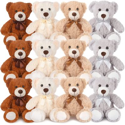 12 Pcs 14 Inch Valentine's Day Bear Stuffed Animal Bulk Gifts Bulk Soft Plush Stuffed Bear for Bridal Anniversary Centerpiece Baby Shower Party Favor