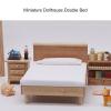 1:12 Dollhouse Double Bed Model, Mini Portable Oak Material Bed Furniture Decoration for Dollhouse Accessories view 3
