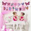 BIEUFBJI Butterfly Birthday Decorations Happy Birthday Banner Decor Fairy Happy Birthday Banner Fairy Garden Birthday Party Supplies view 3