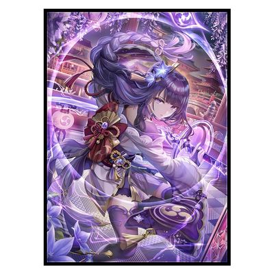 50ct 66x91mm (Raiden Shogun) Holographic Standard Size Cards for MTG/TCG/PTCG Art Anime Printing Card Sleeves Protectors 66x91mm (01