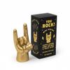 Luckies Hand Desk Decor - Mini Rock On Hands - Rock N Roll Mini Statue - Mens Ring Holder - Gold Hand Decor | Men Desk Accessories - Mens Gold Decor - Hands Office Accessories - Men Key Holder Statue view 1