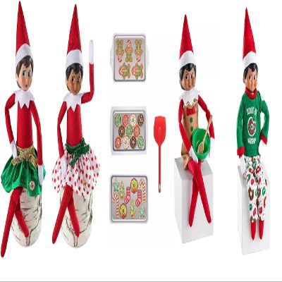 The Elf on the Shelf Holiday Outfit Accessory Value Pack - 3 Different Sets in One - Baker Set with Apron, Spatula, Mixing Bowl, Two Piece Party Skirt, and Donut PJ Set