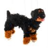 Artisan Owl Golden Rottweiler Marionette Puppet - Yarn Dog with Wooden Feet, Detachable Strings (Black and Brown) view 1