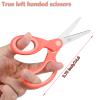 ELECKEY Left Handed Scissors for Kids 5.75",Lefty Soft Touch Pointed School Student Scissors, Blunt, 2 Pack (Red) view 4
