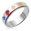 OreilleStar Anxiety Ring for Women Spinner Ring Fidget Toys Adults Titanium Stainless Steel Fidget Ring Men Women Silver 6mm Width With Dog Paw Pattern Size 6 Spinning Outer Band view 1