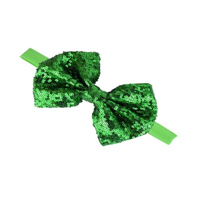 Baby Christmas Sequins Headband Red Green Glitter Bow Hair Band BHC03 (Green)
