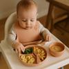 100% Silicone Baby Feeding Set  Round Suction Divided Plate with Lid, Full Silicone Spoon & Fork, Strong Suction Bowl & Baby Bib for Toddler Dining  6-Piece Set view 1