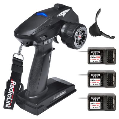 ATA HOBBY DUMBORC X4 2.4GHz 4-Channel RC Radio Transmitter and 3PCS X6F Receiver with Fail-Safe & Low Voltage Alarm Function Mixed Mode for Rc Vehicle Car Boat Tank Model Parts Remote Controller