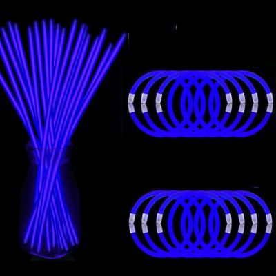 NUDALA 200 Pcs Blue Glow Sticks Bracelet Necklaces Bulk Glow in The Dark Party Supplies 8 Light Stick Pack with Connectors for Easter 4th of July Party Favors Christmas Birthday Carnival
