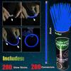 NUDALA 200 Pcs Blue Glow Sticks Bracelet Necklaces Bulk Glow in The Dark Party Supplies 8 Light Stick Pack with Connectors for Easter 4th of July Party Favors Christmas Birthday Carnival view 2