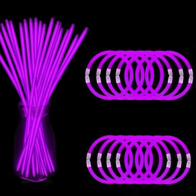 NUDALA 200 Pcs Purple Glow Sticks Bracelet Necklaces Bulk Glow in The Dark Party Supplies Easter Basket Stuffers 8 Light Stick with Connectors for Valentine's Day Halloween