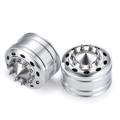 2pcs Metal Front Wheel Rims Bearing Hubs for Tamiya 1/14 Trailer Tractor Truck Climbing RC Upgrade Parts