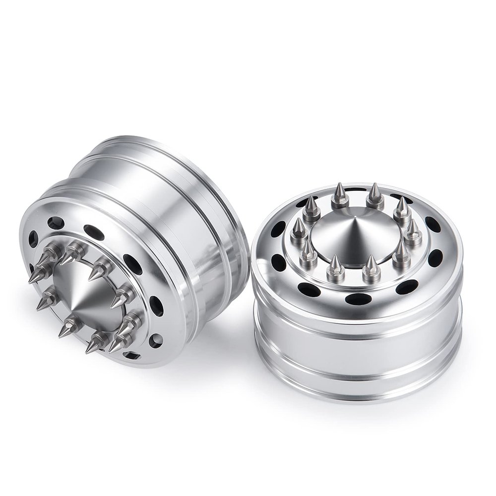 2pcs Metal Front Wheel Rims Bearing Hubs for Tamiya 1/14 Trailer Tractor Truck Climbing RC Upgrade Parts