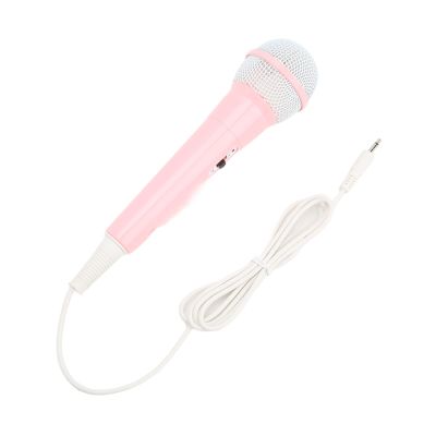 Tbest Fake Pink Microphone,Kids Wired Microphone,Wired Children Singing Microphone,Kids Wired Microphone 3.5mm Plug Low Distortion Portable Music Toy Children Singing Mic for Karaoke Family Party